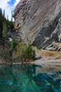 Grassi Lake with cliff climbers